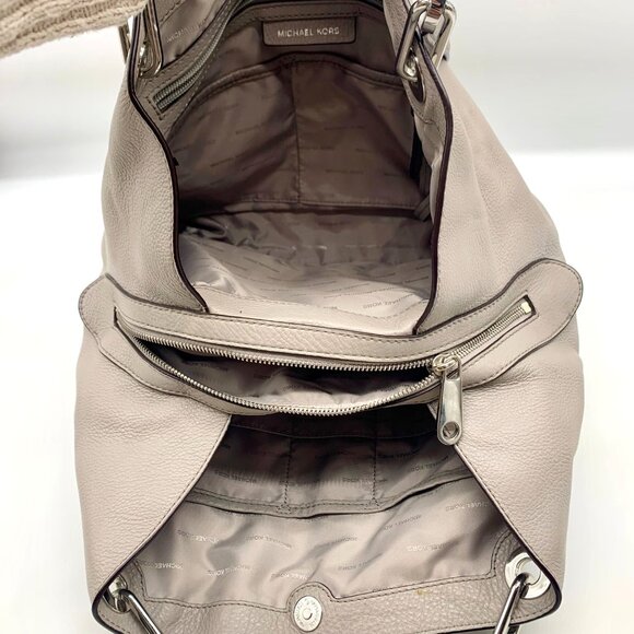 Michael Kors Raven Stone Grey Pebbled Leather Shoulder Bag - Picture 10 of 12